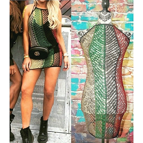 Missguided Dresses & Skirts - Missguided Mesh Dress Fishnet Halter Croch…